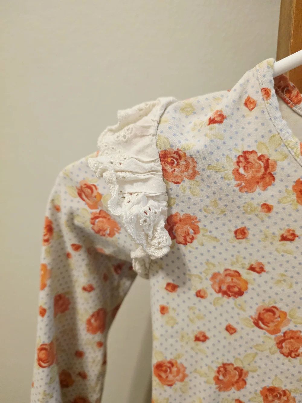 Matilda Jane White Long-Sleeve Top with Coral Rose Print